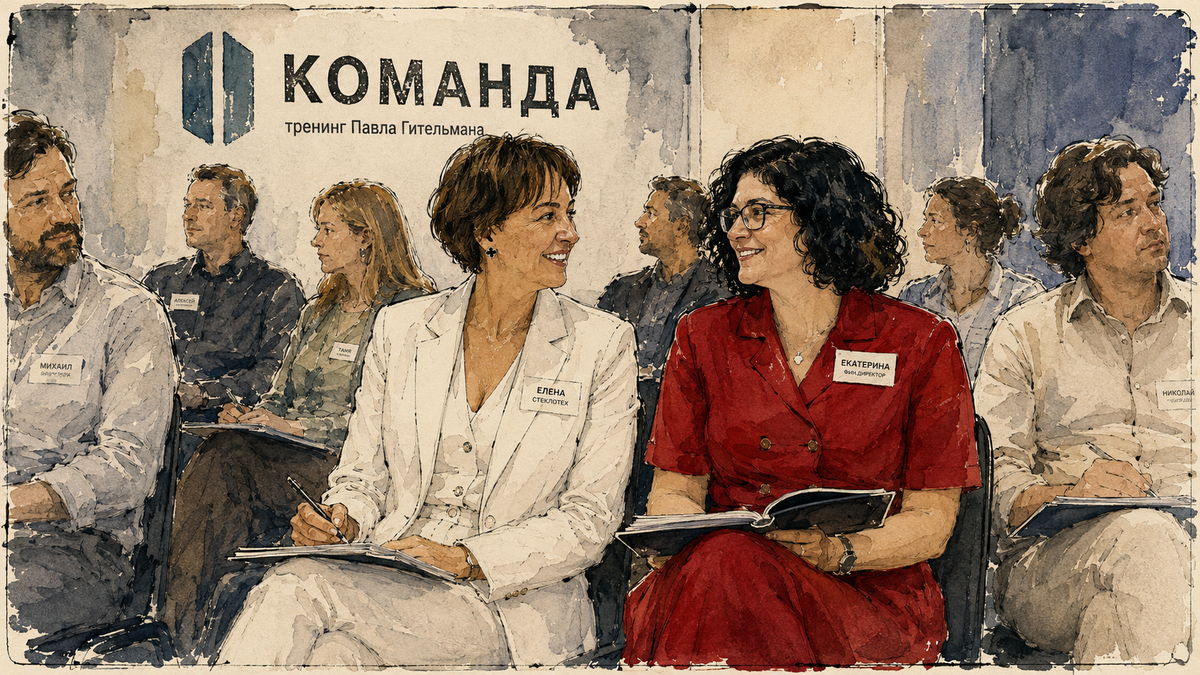 Елена Острягина с финансовым директором на тренинге «Команда» Павла Гительмана